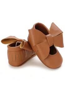 1 双棕色蝴蝶结软底公主鞋，适合 0-1 岁女婴 - 棕色 - 查看 4