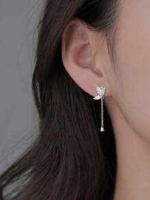 THINTIME 1 paire de boucles d'oreilles à franges papillon en cristal scintillant