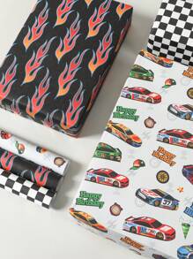 3/6Pcs Race Car Theme Gift Wrapping Paper, Racing Party Wrapping Paper, 70*50cm Packaging Paper, Waterproof Wrapping Paper, Racing Event Decoration Supplies, Flower Bouquet Supplies, Racing Birthday Party Decor, Baby Shower Supplies, 1st Birthday Party Decor, Wedding Decor, Bridal Shower Favors, Gender Reveal Party Supplies, Daily Party Supplies, Gift Wrapping Supplies, Racing Driver Fans Meeting Favors, Perfect Gifts For Racing Lover