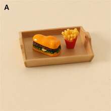 1 set de mini plateaux réalistes de frites et de hamburgers, jouet alimentaire créatif, accessoire de photographie pour la maison