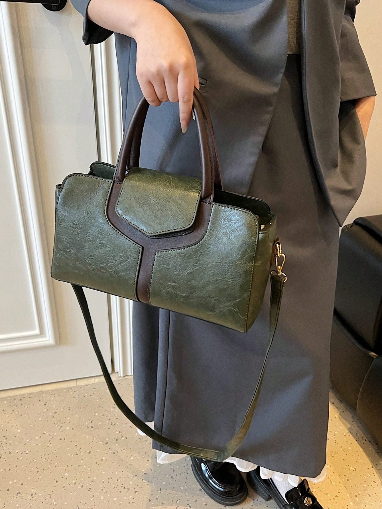 حقيبة يد نسائية عالية الجودة من الجلد المرقع ، حقي...