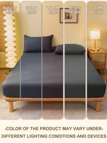 1 pièce Drap-housse gris foncé unicolore, linge de lit, couvre-lit, protège-matelas, couvre-matelas pour lit, doux et respirant, pour lit de toute taille - Taille lit simple, double, king, queen. Textile de maison sans froissures, meilleur pour le sommeil, lavage machine, cadeau idéal pour Pâques, pour la Fête des Mères, parfait pour les fêtes, lavage machine