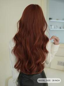 NAMM 28 Inch Long Curly Wigs Wigs For Women, Orange Red Wig Wig With Bangs, Natural Looking Fluffy Very Soft Synthetic Heat Resistant Fiber Full Machine Hair Wig For Girls Daily, Music Festival Party, Cosplay Anime Use, Mother'sdaygifts - Red - View 4