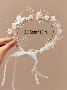 女孩生日聚会表演女主人头饰，公主风格粉色花冠头饰