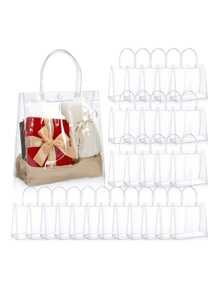 5/10/15/20/30/40/50pcs Waterproof Transparent PVC Button Gift Bags Shopping Bags Tote Bags, Perfect For Women's Wedding, Party And Holiday Gifts, Stadium Approved Transparent Wallet Bags, Suitable For Concerts, Sports Events And Festivals, Transparent Waterproof Bags, Perfect For Summer, Vacation And Beach, Christmas Gift Bags - Multicolor - View 4