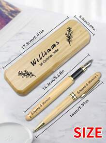 LICVIC 1/2Pcs Personalized Engraving Text Bamboo Wooden Pens Set Gift Box, Custom Couple Engraved Ballpoint Pens, Customized Fountain Pen, Customizable Name Gel Pens, Set 1/2, 4 Styles, Thanksgiving Teacher's Day Gift Personalized Pens With Name, Graduation Gifts Customized Retractable Writing Ball Pen, Office School Gifts - Style a - View 3