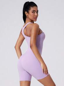 MASKERT Spring And Summer Women's Jumpsuit, Women's Jumpsuit, Women's Sportswear, Fitness Clothes, Yoga Clothes, High Elasticity, Skin Friendly, Comfortable, Breathable, Home Leisure Shapewear Jumpsuit - Purple - View 2