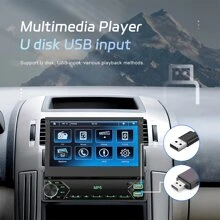 1 DIN Autoradio Wireless Freisprech-Kit mit Mirror Link 7 Zoll Manuell Ausfahrbares Display mit UKW-Radio SWC 2USB Typ-C AUX Rückfahrkamera - 17,78 cm - Übersicht 5
