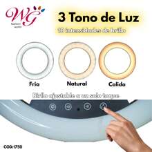 Aro De Luz Profesional 18 Pulgadas Con Tripie - Multicolor - Ver 5