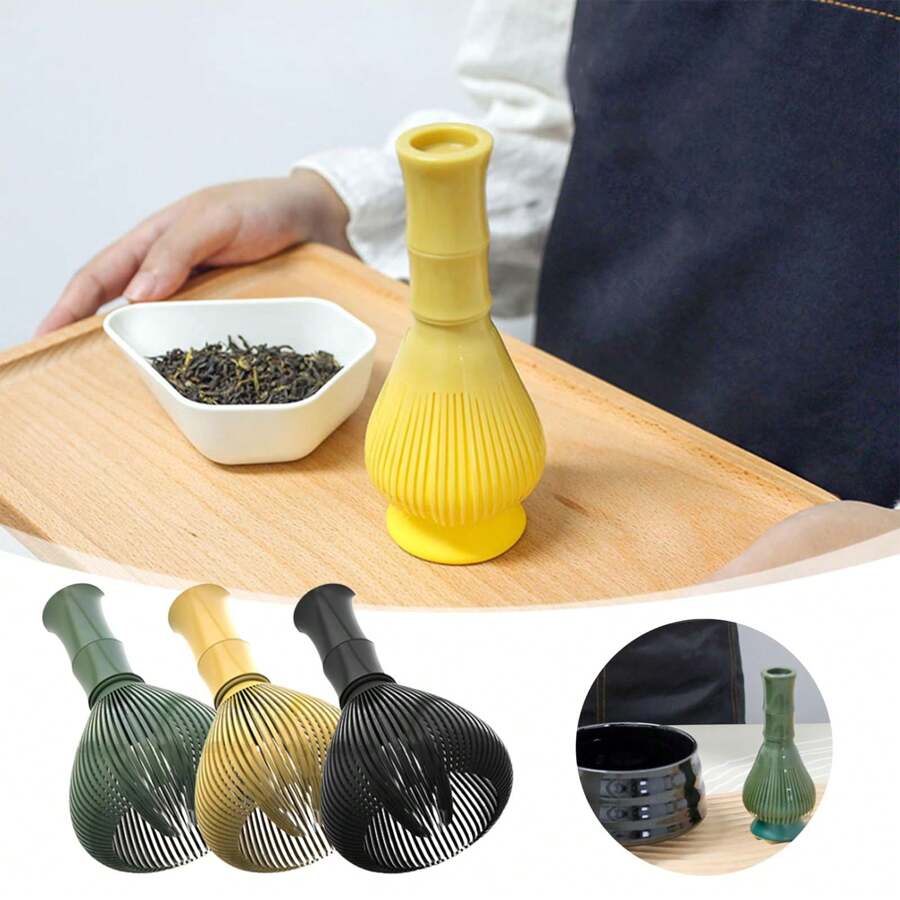 传统抹茶工具手持搅拌机可重复使用。抹茶搅拌机、洗碗机、抹茶搅拌机、抹茶绿茶粉制备、准备日本抹茶套装（绿、黄、黑三种颜色可选）