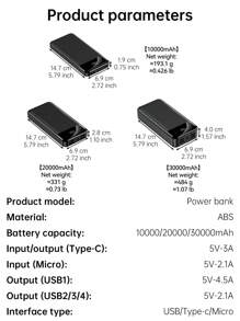 1 10000/20000/30000mAh Large Capacity Portable Power Bank, 22.5W Fast Charging, LED Power Display, Built-In Emergency Light, Type-C/Micro/USB Interface, Suitable For Charging Mobile Phones And Other Electronic Products, Portable Emergency Power Bank - Multicolor - View 10