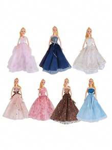 1pc 30cm Bride Doll Wedding Dress, Cute Plaything With Long Train