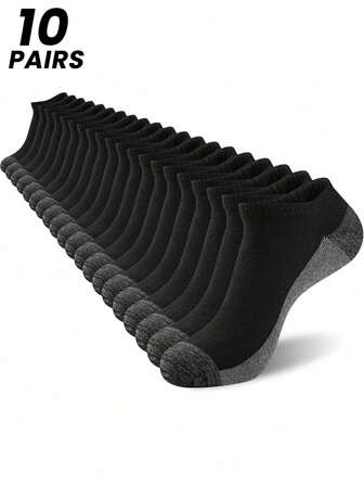 1/3/6/10 Pairs Men's Black Basketball Sports Ankle Socks, Suitable For All Seasons
