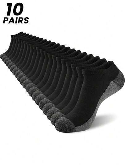 1/3/6/10 Pairs Men's Breathable Basketball Sport Socks, Black Ankle Socks, Suitable For All Seasons