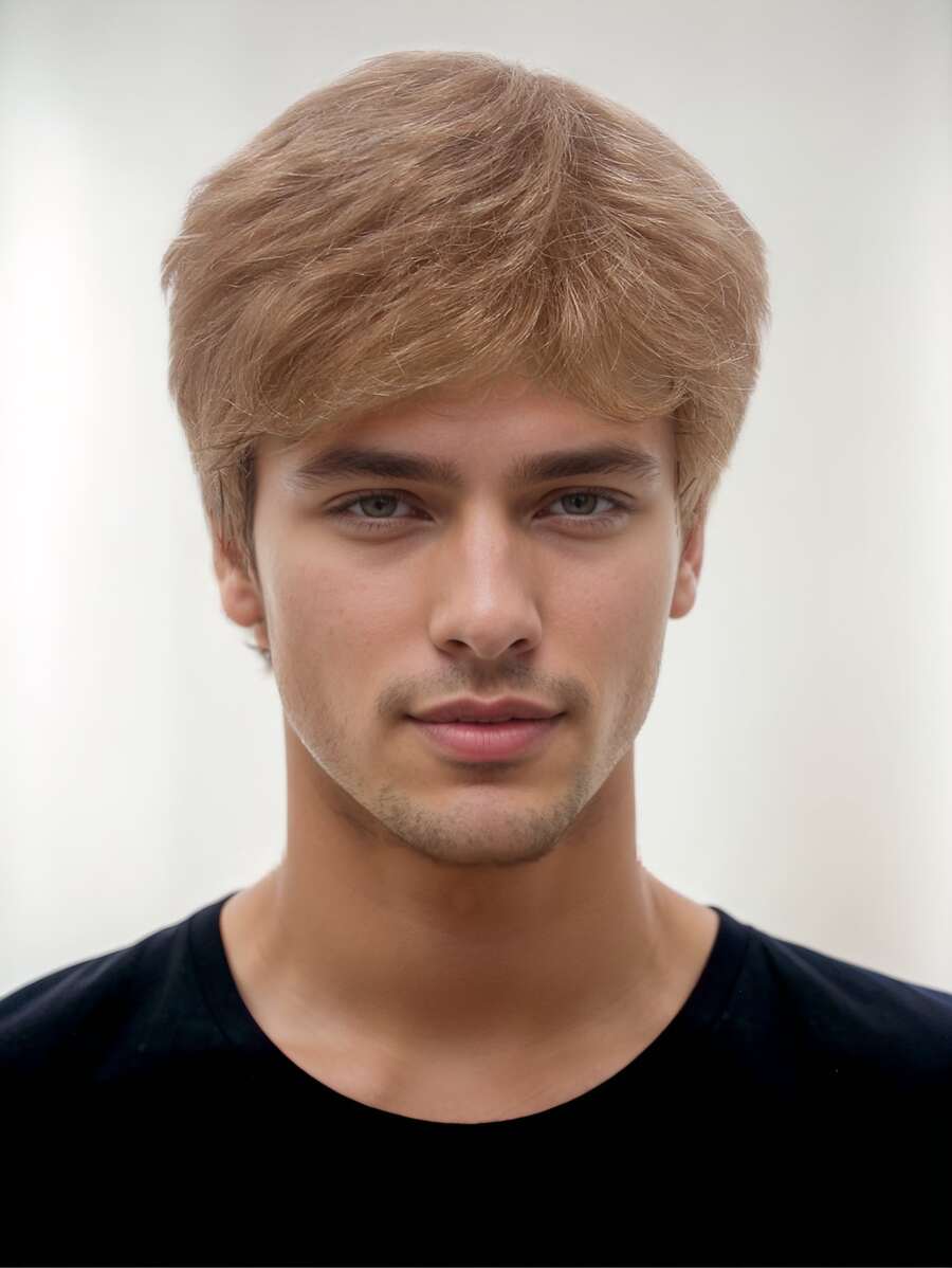 Men Blonde Short Wig For Men Stylish Natural Realistic Straight Synthetic Wig For Man Male Guy Daily Cosplay Party Anime Costume Male Wigs For Daily Use REEWES Wigs 12inch/30.5cm