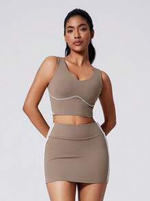 MASKERT Spring And Summer Two Pieces Women's Suit Vest Skirt Set Sportswear Tennis Suit Casual Suit Fitness Suit Home Casual Comfortable Skin Friendly