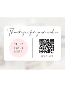1~100 piezas Pegatinas de logotipo y pegatinas de código QR - Pegatinas de logotipo rectangulares con un código QR - Pegatinas de agradecimiento por su pedido - Códigos de escaneo de redes sociales con cualquier diseño de imagen de logotipo de texto, pegatinas impermeables, multifuncionales, ajustables, ornamentales, reutilizables, exquisitas, adorables, de alta calidad, modernas, coloridas, cómodas, elegantes, personalizadas, únicas, regalos ideales para él, regalos ideales para ella, renovación del hogar, pegatinas personalizadas, ambiente cálido, gracia invernal, diseño elegante, organizador de viaje - Multicolor - Ver 14