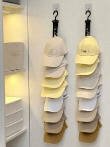 1 件装男女多色帽子收纳盒，带多个夹子的衣架，壁橱悬挂式帽子收纳盒，16 顶棒球帽架，适用于壁橱和橱柜门男孩情人节心形女士情人节礼物，女士情人节礼物生日男朋友女朋友 - 彩色 - 查看 2