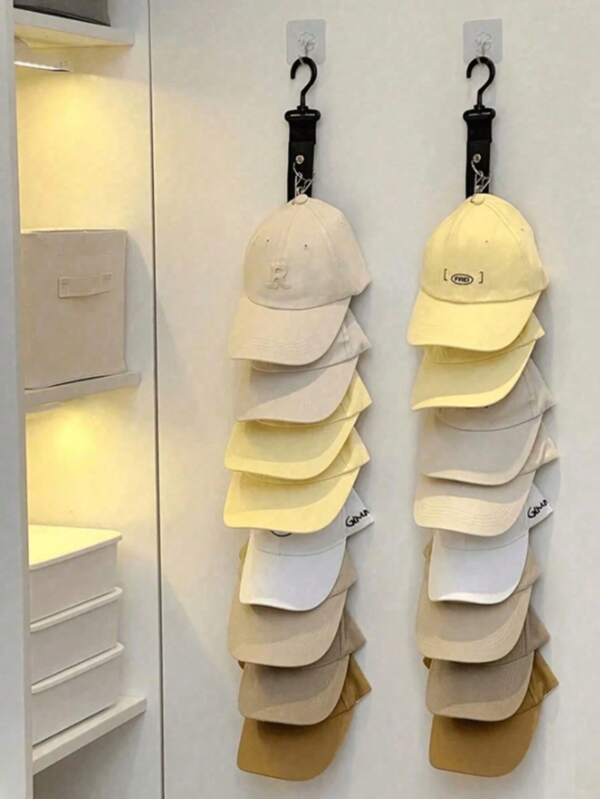 1 pieza Organizador de almacenamiento de sombreros multicolor para hombres y mujeres, estante con múltiples pinzas para colgar gorras en el armario, soporte para 16 gorras de béisbol, para armarios y puertas de gabinetes, regalo de San Valentín para novio, novia, mujer