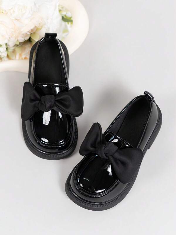 sapatos preto para meninas, sapatos de princesa para crianças, sapatilhas escolares/de desempenho de sola macia estilo britânico