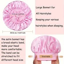 1 Piece Satin Bonnet Silk Bonnet For Sleeping, Bonnets For Bonnet For Sleeping Large Sleep Cap, Wide Soft Band Bonnet For Curly Hair