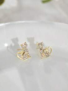 1 Pair Kids Cute Cat Stud Earrings For Girls Gifts For Daily Decoration For Party Jewelry Birthday Gift