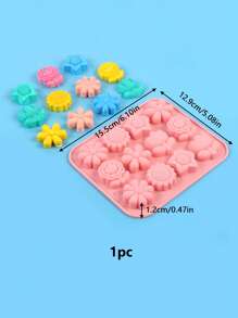 1 pieza Molde de silicona con forma de flor de 12 cavidades, apto para hacer gelatina, helado, galletas, bocados energéticos, trufas y caramelos - Multicolor - Ver 12