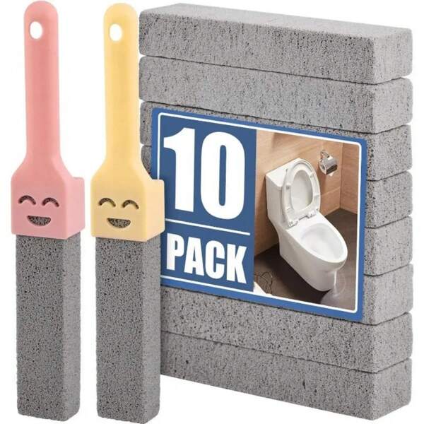 Pumice Stone, Toilet Cleaning Brush, Scrubbing Wand, Bathroom Cleaning Stone With Handle, Removes Limescale, Hard Water Rings And Rust, Suitable For Toilet, Bathroom, Kitchen, Grill, Tiles, Cleaning Supplies, Cleaning Tools