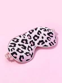 1pc Pink Satin Leopard Print Digital Sleeping Eye Mask, Silky Smooth And Comfortable, A Good Sleep Aid