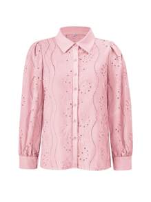 Conjunto de ropa de vacaciones de mujer verano Vaiaye de unicolor, tipo bohemio, con blusa bordada y calada, apropiada para vacaciones y uso diario
