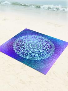 1pc New Bohemian Style Beach Blanket Lightweight Multi-Purpose Waterproof Sandproof Waves Of Tranquility Rug Purple And Blue Gradient Colour Mandala Pattern Outdoor Soft Material Picnic Blanket Beach Essentials