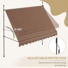Outsunny Manual Retractable Awning 118" Non-Screw Freestanding Patio Sun Shade Shelter With Support Pole Stand And UV Resistant Fabric For Window Door Porch Deck Coffee