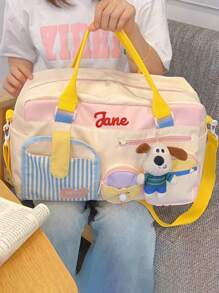 1 Peça Bolsa de Viagem Personalizada Fofa de Retalhos Coloridos, Bolsa de Academia Portátil de Grande Capacidade Multiuso, Bolsa de Mensageiro com Ombro, Bolsa de Bagagem Bordada com Letra Dobrável, Bolsa Yoga para Exterior, Adequada para Uso Diário ou Presente para Família, Amigos, Namorado/Namorada, Natal, Dia dos Namorados, Dia das Mães, Aniversário, Multiuso, Grande Capacidade, Versátil, Multicolorida, Fofa, Adorável, Compacta, Engraçada, Kawaii, Minimalista, Commuter, Casual Empresarial, Básica, Personalizada, Única, Customizada, Presentes Ideais para Ele, Presentes Ideais para Ela, para Aniversário, para Feriados/Férias, para Exterior/Saídas/Viagens/Trilhas/Estádio/Esportes/Escalada, para Negócios/Transporte/Trabalho/Escritório - Multicolorido - Visão 8