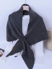 1buc eșarfă triunghiulară, ocazională, ușoară, coreeană, în amestec de lână, cu mai multe uzuri, încalzitoare pentru gât, culoare solidă, potrivită pentru toate anotimpurile