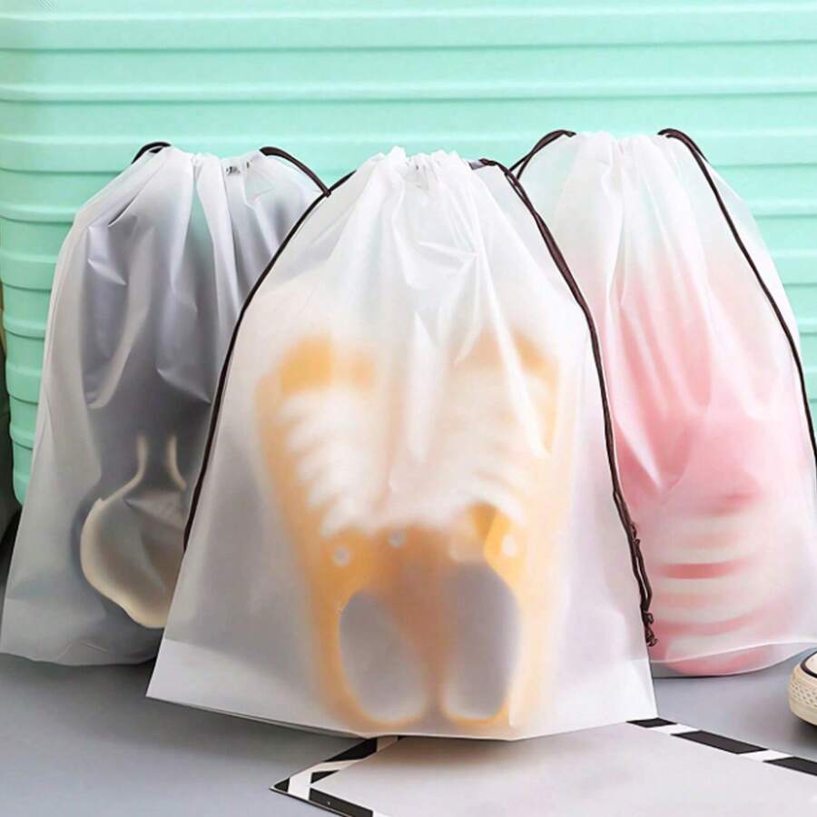1/5/10 pezzi di borse portascarpe trasparenti con lacci, borse portatili e impermeabili per riporre le scarpe, organizers multifunzione per i viaggi, unisex