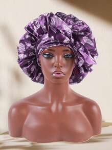 1pc Women's Double Layer Satin Hair Wrap, African Style Pattern, Home Decor & Hair Care - Multicolor - View 8