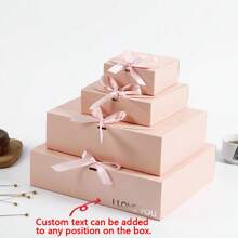 1pc Flip-Cover Kraft Paper Pastry Gift Box With Bowknot, Packaging Box Combo - Flip Bow Paper Box - View 5