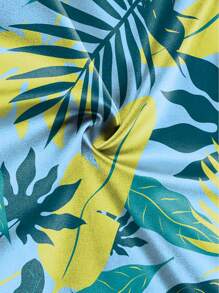 Men's Customized Casual Front Button Short Sleeve Shirt, Summer - Blue - View 5