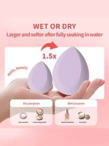 2pcs Dry/Wet Makeup Sponges Set, Includes Facial Cleansing Puff + Water Drop Angled Makeup Sponges, Reusable & Washable, Suitable For Powder, Liquid, Setting Makeup, Smooth Application For Both Men And Women, Portable Daily Essential & Travel Necessity