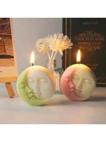 Moon-Shaped Face Silicone Candle Mold With Unique Design