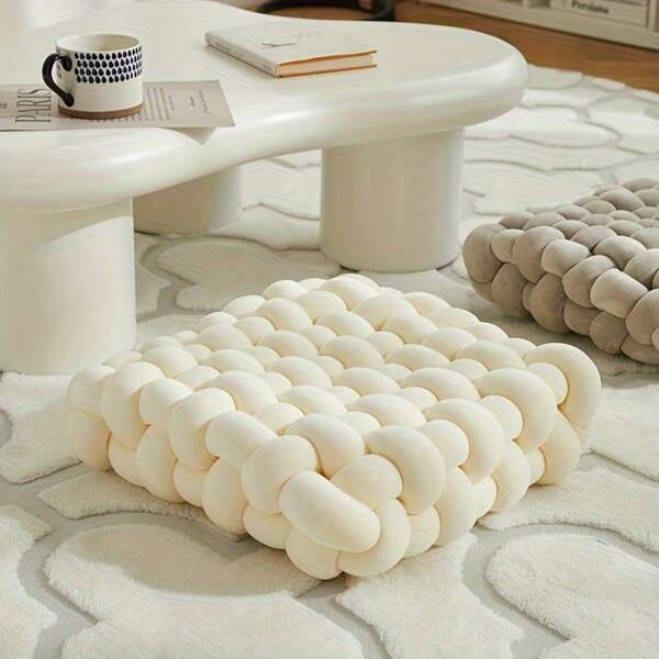 1 pieza Cojín tejido, cojín cuadrado tejido a mano para sofá, cojín para sofá, cojín para silla, cojín para el piso, cojín para respaldo, cojín lumbar, cojín para asiento de silla de oficina