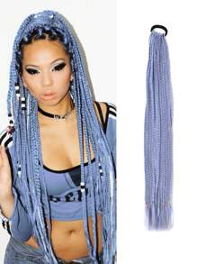 带橡皮筋的彩色辫子接发彩虹编织合成假发马尾辫发饰女孩假发派对角色扮演假发 - 彩色 - 查看 31