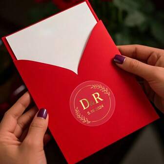 Personalized Transparent Labels With Gold Leaf Detailing For Weddings & Special Events, Custom-Made Clear Adhesive Circular Stickers For Elegant Celebrations, Perfect For Invitations & Favors, 5*3.5cm Multi-Functional,Seal,Reusable, Waterproof,Quick Dry Exquisite,Stylish,Modern,Contracted Custom,Personalized,Unique Ideal Gifts,Home & Living,Christmas Home Atmosphere,Personalized Labels