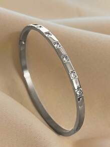 1 件优雅水钻细手链不锈钢金手链女士青少年女孩男士简约手链派对日常婚礼生日珠宝礼物