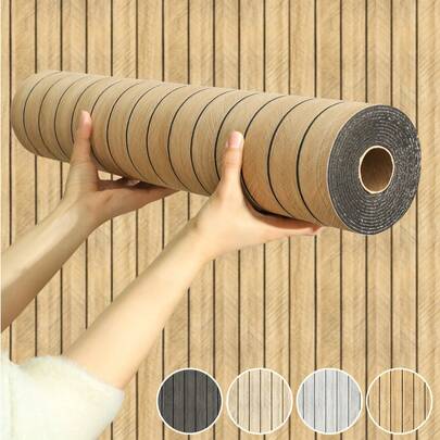 1 cuộn giấy dán tường vinyl vân gỗ dày 15,7in x 118in/13 sq ft, chống thấm nước, tự dính, dạng gạch sọc cho nhà bếp, phòng khách, văn phòng và phòng ngủ (Xám và Nâu) Trang trí nghệ thuật tường, Trang trí nhà cửa, Giấy dán tường phòng khách, Decal dán tường, Trang trí tiệc, Trang trí phòng ngủ, Trang trí văn phòng, Trang trí nhà cửa, Trang trí phòng tắm, Trang trí phòng