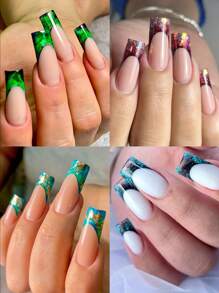 140pcs/Box Gel Nail Tips Kit, Pre-Formed False Nails For Gel Polishing, Soak-Off Easy Nail Extension Acrylic Fake Nail Tips, Crystal Nail Mold Without Paper Form For Quick Uv/Led Extension, Dual-Ended Nail Extension Tool Press On Nails Nail Supplies