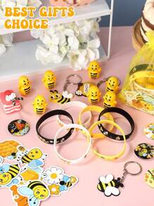 12pcs Bee Bracelets, Silicone Bee Bracelets, Multi-Color Bee Themed Party Favors, Bee Decorations, Bee Wristbands, Bee Birthday Party Supplies - Multicolor - View 2