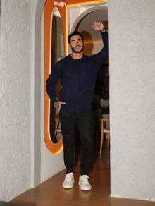 TRICOT DE LUXO Men's Chic High-Quality Textured Knit Sweater, Autumn/Winter Style, Long Sleeves. - Màu xanh hải quân - Xem 3