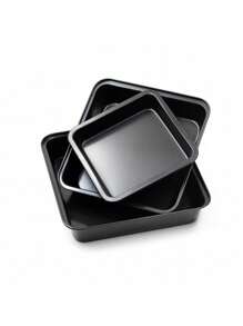 Ensemble de plaques de cuisson en acier au carbone texture noire et dorée | 3 tailles disponibles S/M/L (18-25cm/7.1 pièce-9.8") | Anti-adhésif, résistant à la chaleur, facile à nettoyer, revêtement anti-adhésif | Ustensiles de cuisson pour le four à la maison | Biscuits, pizza, barbecue, multifonction