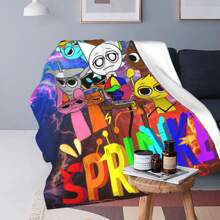 Sprunki Fleece Blanket, Game Theme Colorful Ultra-Soft Polyester Fiber Throw Blankets, Gifts For Birthday, Anniversary, Holiday, Suitable For All Seasons - 彩色 - 查看 6